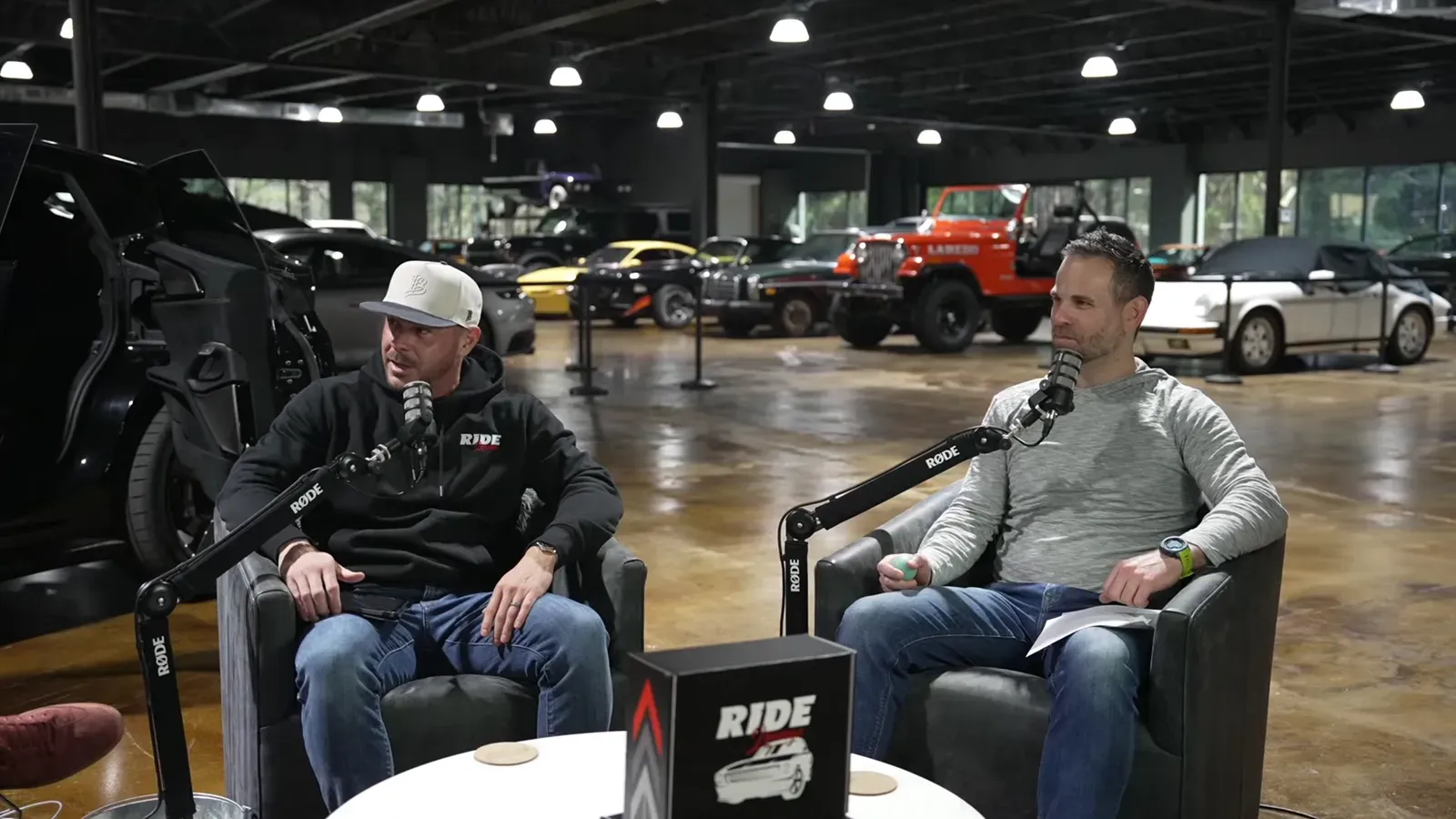 Eric Schorvitz with Grant Brewer on the Throttlecast set at The Ride Lounge