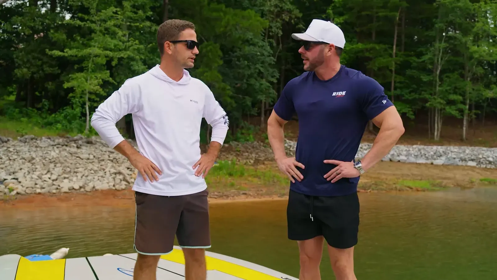 Parker Smith and Grant Brewer on the shore of Lake Lanier