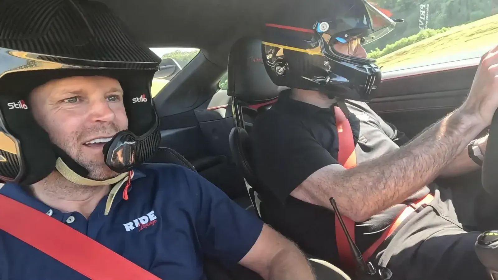 Grant Brewer riding along on a hot lap around Road Atlanta